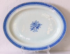 Grande piatto porcellana cinese blu cobalto bianco Qing Qianlong XVIII secolo