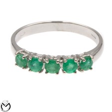 Anello riviera veretta in oro bianco 18 Kt 750 smeraldi 0,54 -216/vv-