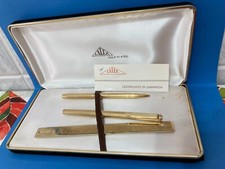 LALEX GOLD PLATED SET PENNA A SFERA(COLORE BLU)-STILOGRAFICA-RIGHELLO VINTAGE.