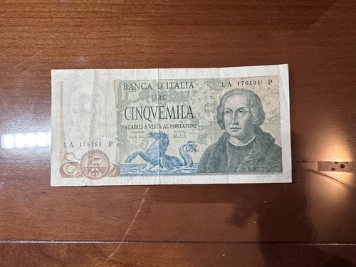 Banconota lire 5000 colombo - lire, ii
