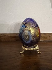 Uovo In Vetro Di Murano Murrine E Oro 24 K Con Etichetta Vetreria Ferro