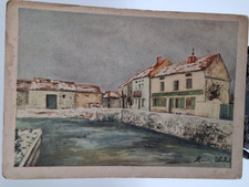 ? cartolina d'epoca M. utrillo, house infront of a watering trough
