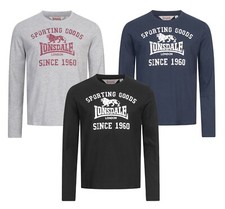 T-shirt manica lunga Lonsdale logo classico nero grigio blu regular fit camicia