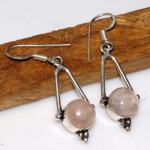Orecchini quarzo rosa - orecchini, argento