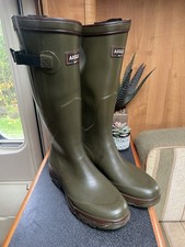 Stivali Aigle Parcours 2 Vario Wellington taglia UK 10 EU 45 stivali verde bronzo
