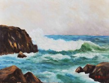 Scogliera Cliff Cinque Terre - Dipinto Originale 30x40 B. Baldi Painting