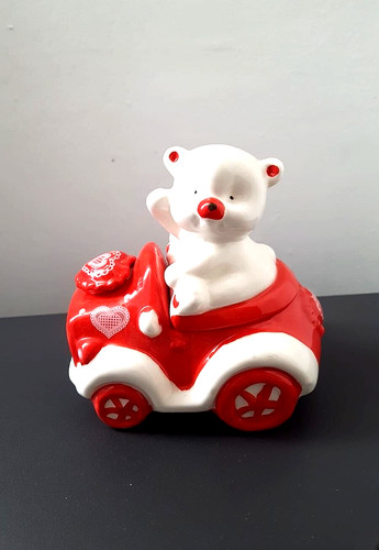 Orsetto con auto - orsetto, ceramica