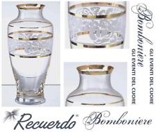 BOMBONIERA Made in Italy PORTAFIORI H.20 CRISTALLO INCISO e ORO ZECCHINO PR4865