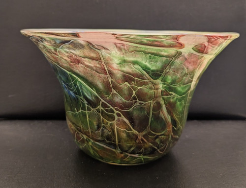Large art glass bowl signed - large, by