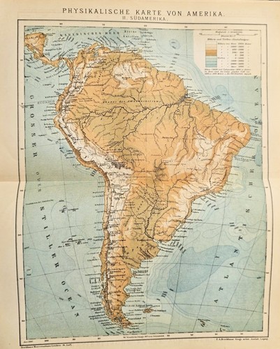1897 antica mappa - america, del