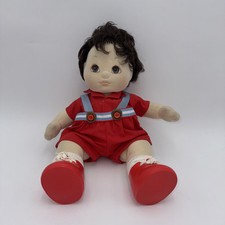 Bambola Mattel My Child Boy 1985 capelli e occhi castano scuro vestito originale scarpe rosse