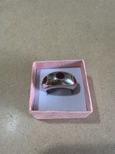 Anello Fascia Argento 925 Con Smalto Rosso Rubino Made In Italy 6.7GR 18MM