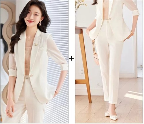 Tailleur bianco business - bianco, 2