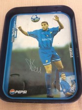 VASSOIO IN LATTA PEPSI COLA CHRISTIAN VIERI CALCIO FOOTBALL CON AUTOGRAFO