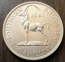 Rhodesia meridionale - 2 scellini 1946 - Giorgio VI - moneta argento - RARA!