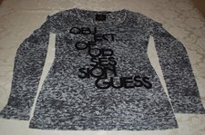 Guess, Maglietta donna, nero e Bianco, Applicazioni, Cotone,  tg 44, usata