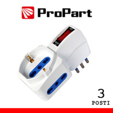 ADATTATORE MULTIPRESA 3 POSTI BIPASSO/SCHUKO  SPINA 10A SALVASPAZIO BIANCA PROPA