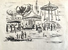 PIAZZA BOLOGNA A ROMA 1946 GOUACHE DI GIANNI NOVISCHI