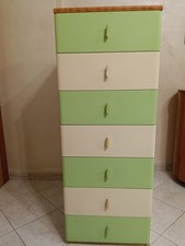 Settimino moderno bicolore verde e panna (7 cassetti capienti) - ottimo stato