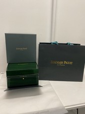 ***BONUS AP PEN** Audemars Piquet AP scatola orologio in legno verde rovere con carte e borsa