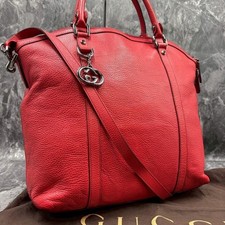 GUCCI 339551.002123 GG Borsa a mano in pelle a 2 vie logo hardware rosso argento