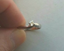 ANELLO Solitario Donna Oro Bianco 18 kt con DIAMANTE ct. 0,10 - Gr. 2,8
