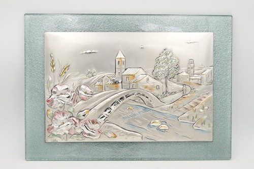 Quadro argento e - in, vetro