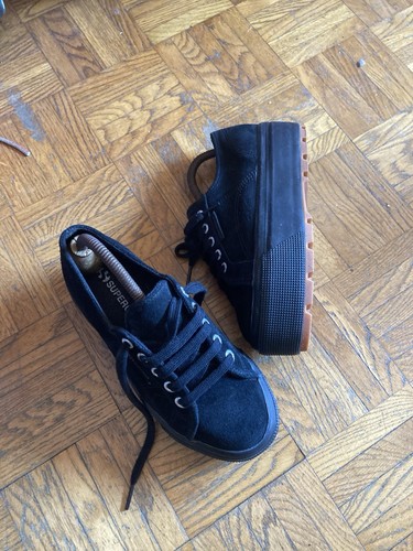 Superga platform neri camoscio - neri,