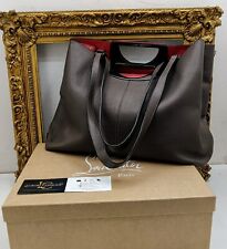 CHRISTIAN LOUBOUTIN BORSA SHOPPER MORBIDA A MANO O A SPALLA PELLE GRIGIA/TORTO