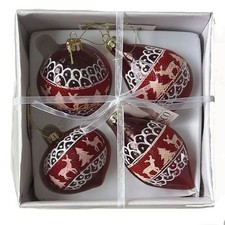 SET 4 SFERE VETRO ROSSE