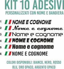 Kit 10 adesivi nome personalizzato + bandiera FLAG per AUTO MOTO BICI