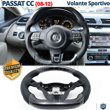 VOLANTE Sportivo Per VW Passat CC a Base Piatta, in Carbonio e Pelle Ergonomico