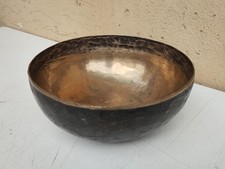 ANTICA SPLENDIDA CAMPANA TIBETANA LEGA DI BRONZO MARTELLATA A MANO Diametro cm20