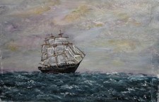 DIPINTO A OLIO NAVE PAESAGGIO