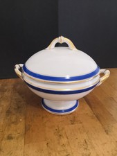 Piccola Zuppiera Antica - Bianco Blu Oro - Ginori ? Limoges ?