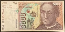 5000 PESETAS 1992 EL BANCO DE ESPANA BANCONOTA CARTAMONETA SPAGNA