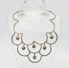Collana Chandelier Etnica In Argento Sterling Con Perline A Sfera Vintage