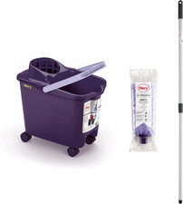 | Set Cubo+Mop+Stick | Benna Scolapiatti Automatica Con Ruote Viola E Lilla, 14L