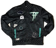 Truckfit Patches Varsity Bomber Jacket #17 Adult Large L Black Mens  Designer