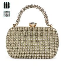 Clutch da cerimonia pochette donna con strass tracolla borsetta rigida elegante