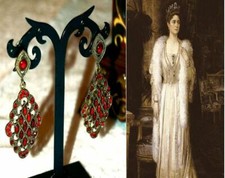 ORECCHINI VINTAGE RUSSO ROMANOV ANNI'20 RUBINI,GRANATI,ARGENTO-ORO CM.7:PREZIOSI