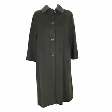 Cappotto da donna di lana Vintage usato verde scuro lungo invernale alpaca 46