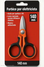 Forbici 140 Mm Da Elettricista Lame Micro Dentate Incavo Spella Fili Manici Rico