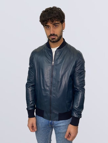 Bomber pelle uomo blu - bomber, in