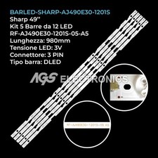 KIT 5 BARRE STRIP 12 LED TV SHARP RF-AJ490E30-1201S-05-A6 LC49CUG8052