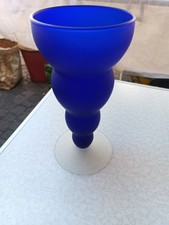 Vaso in vetro satinato blu