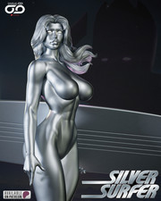 Statua surfista argento