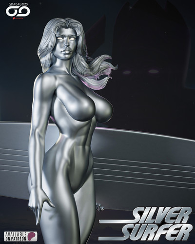 Statua surfista argento