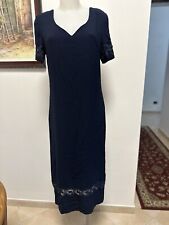 Vestito Lungo Donna Blu Scuro Manica Corta 