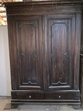 Antica Guardaroba In Legno Scuro Fatta A Mano Anni 40